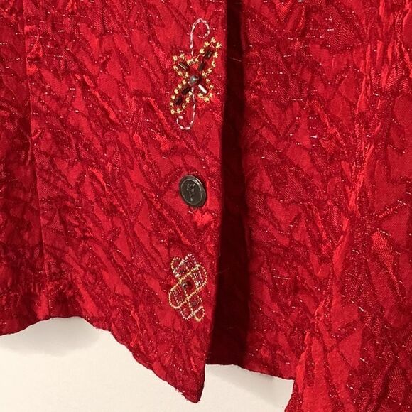 GRAFF Jacket Chinoiserie Silk-Look Jacket Metallic Thread Bead Cheo… - Picture 4 of 10